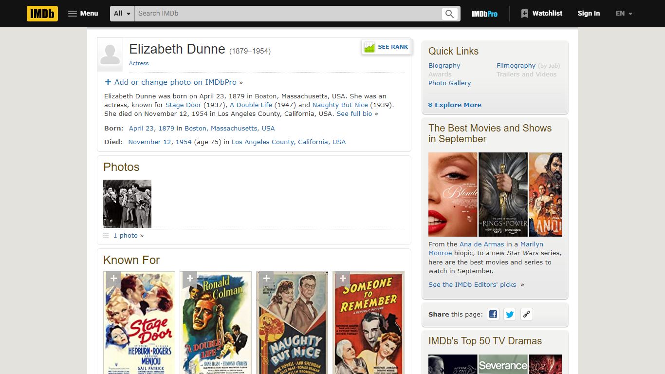 Elizabeth Dunne - IMDb