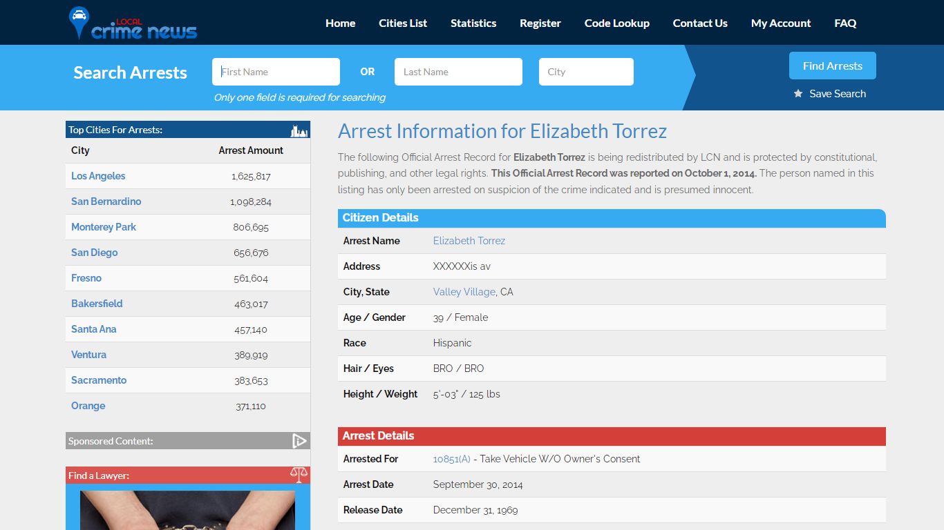 Elizabeth Torrez Arrest Record Details | Local Crime News in Los ...